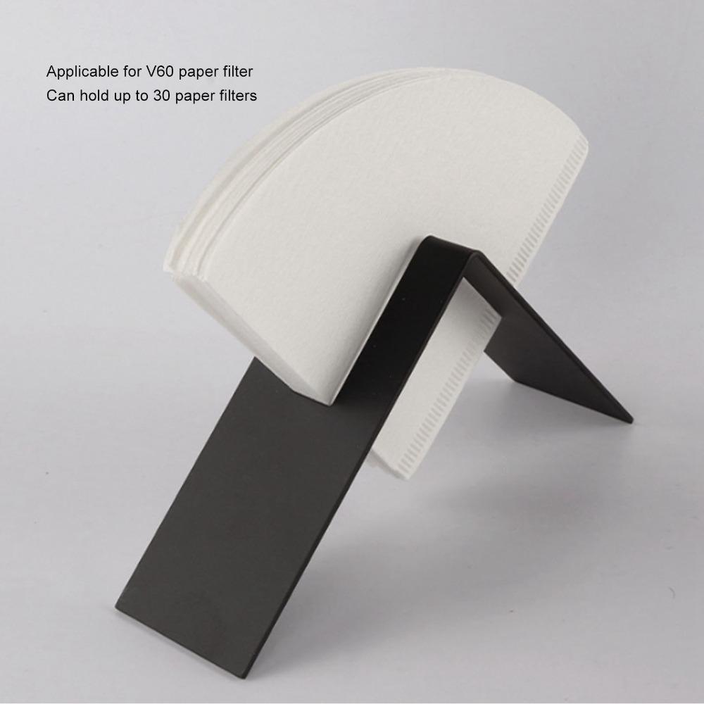 Stainless Steel Material Filter Paper Storage Rack Black V Shaped Design Holder  Cafe Use