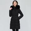 Medium and Long Butterfly Print Thin Cotton Clothes Women's Large Size Velvet Waist Hooded Large Fur Collar Cotton-padded Clothes