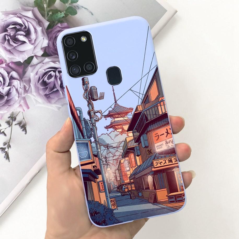 For Samsung A21S Case SM-A217F A 21S Back Cover Fashion Flower Cartoon TPU Soft Silicone Phone Case For Samsung Galaxy A21s Capa