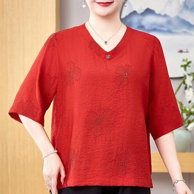 Plus Size 3XL-8XL Casual Blouses for Women Tops Loose Vintage Oversize Half Sleeve Shirt Summer Clothes