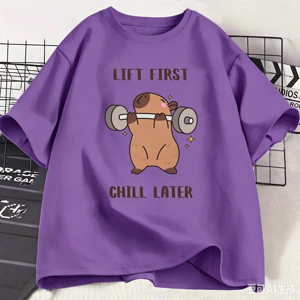2026 New Capybara Gym Kids TShirt Sports Tee Workout Fitness Short Sleeve Top Softstyle Casual Daily Kids Clothes
