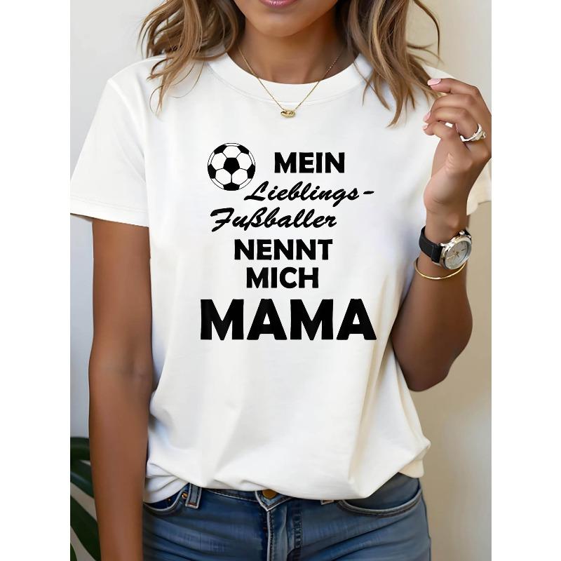 Plus Size, MEIN Lieblings Graphic Print Plus Size Women's T-shirt, Short Sleeve Crew Neck Casual Top for Summer & Spring, Women's Clothing