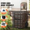 Firewood Log Cart, 113.4 kg Capacity, Outdoor and Indoor Wood Rack Storage Mover with PU Wheels & Waterproof Cloth, Heavy Duty Steel Dolly Hauler,