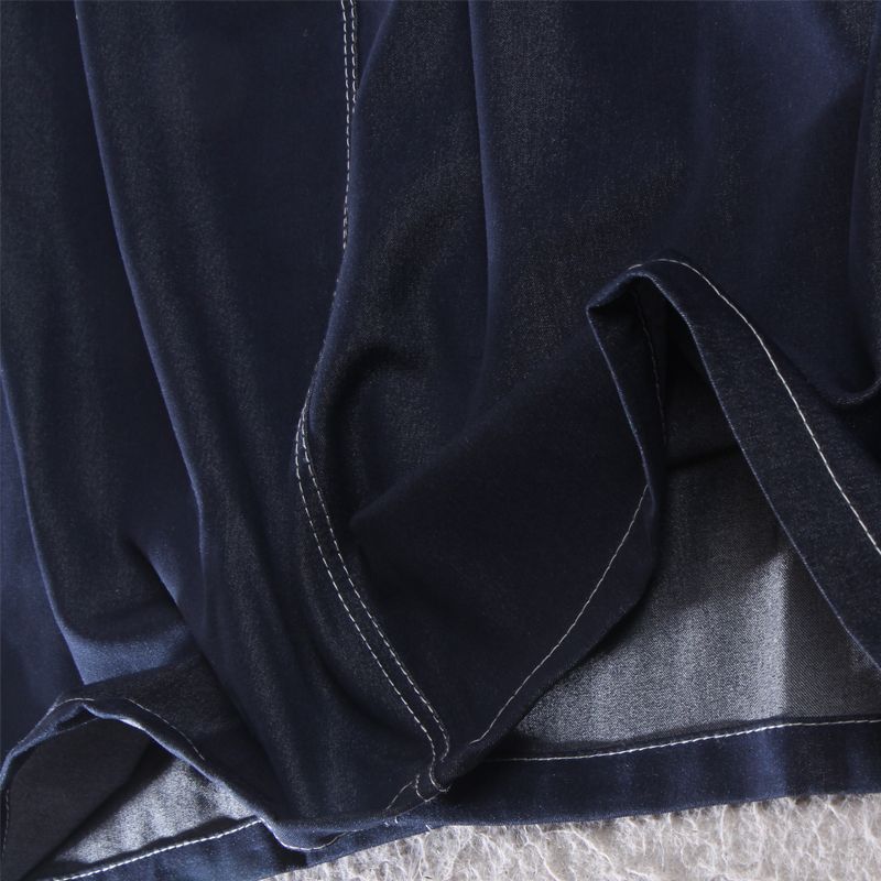 Island Country Chu Order! Easy-Care Washed Cotton Denim Blue Windbreaker Skirt Women's Fall and Winter New Technology Dress