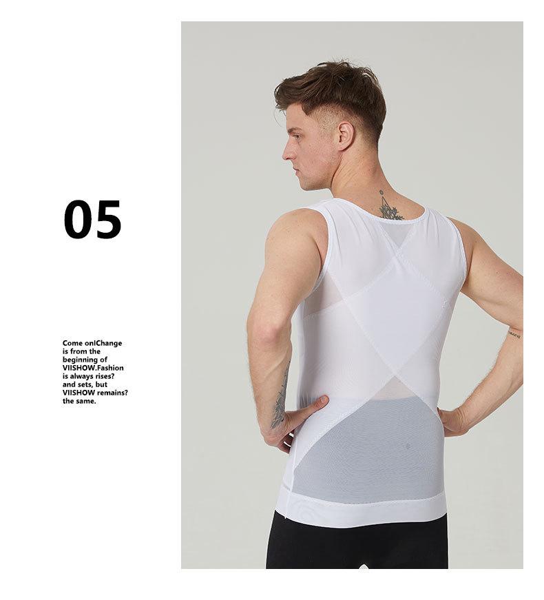 Men's Tummy Control Shaping Vest - Breathable Mesh Bodysuit with Bust and Tummy Support.
