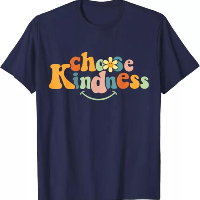 Wähle Freundlichkeit Retro Groovy Sei Freundlich Autismus Niedliches T-Shirt