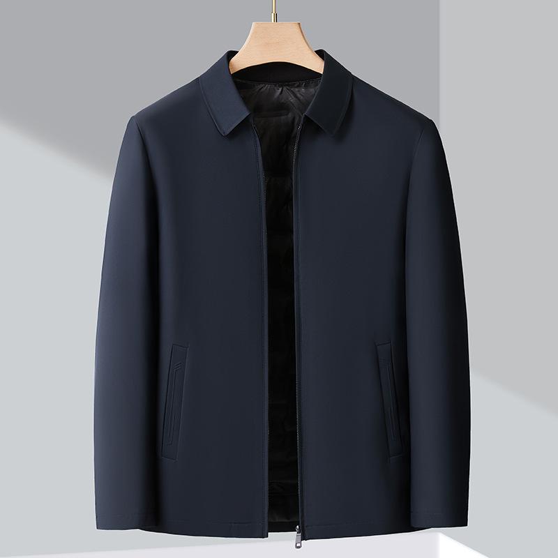 Middle-aged Daddy Jacket for Men Autumn and Winter New High-end Removable Down Liner Lapel Jacket for Business Men