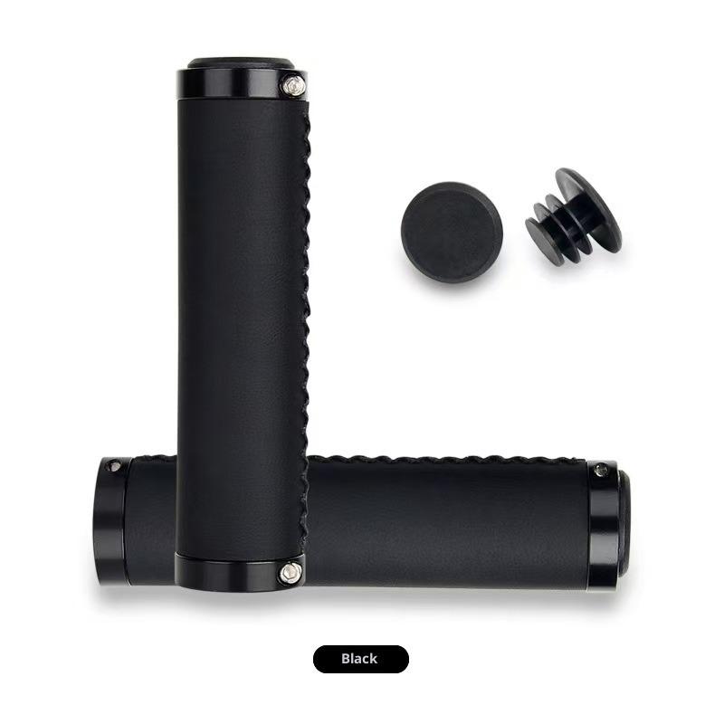 Bicycle Grips Shock Absorber Dead Fly Folding Car Scooter Mountain Bike Grips Hand Sewn Grips PU Leather Retro Accessories