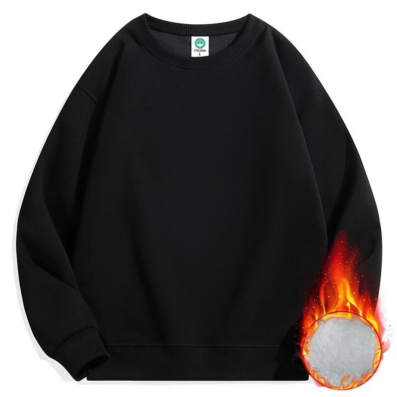 

Men s Clothing | Autumn and Winter Heavy White Fleece Crew Neck Solid Color Sweater Men s Loose Men s Sweater 3XL чорний