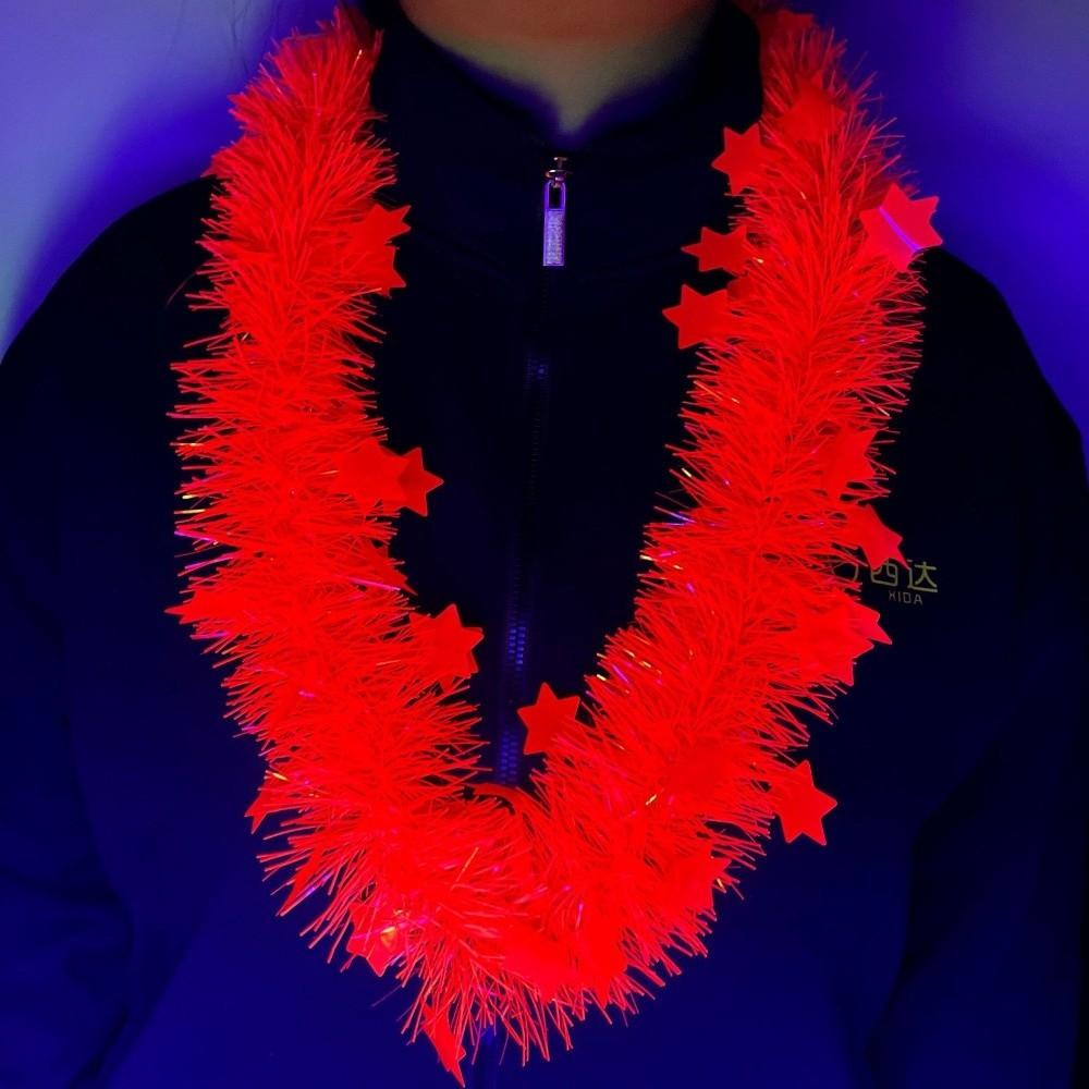 5pcs Glowing Large Fluorescent Garland Necklaces Five Star Lightweight Plastic Garland Birthdays