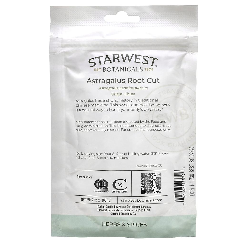 Organic Astragalus Root Cut, 60.1G(2.12Oz)