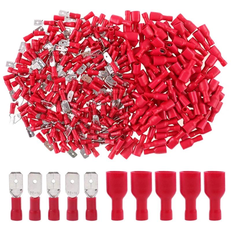 50 Pairs Electrical Insulated Wire Connectors Kit Blue Red Yellow Spade Quick Disconnect Connector Crimp Cable Terminals