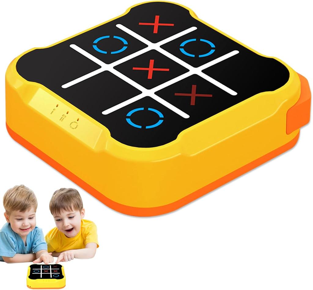 Tic Tac Toe Bolt Game,  Educational Tic Tac Toe Handheld Puzzle Games, Portable Travel Games, Board Games as Gifts for Children and Adults (Yellow)