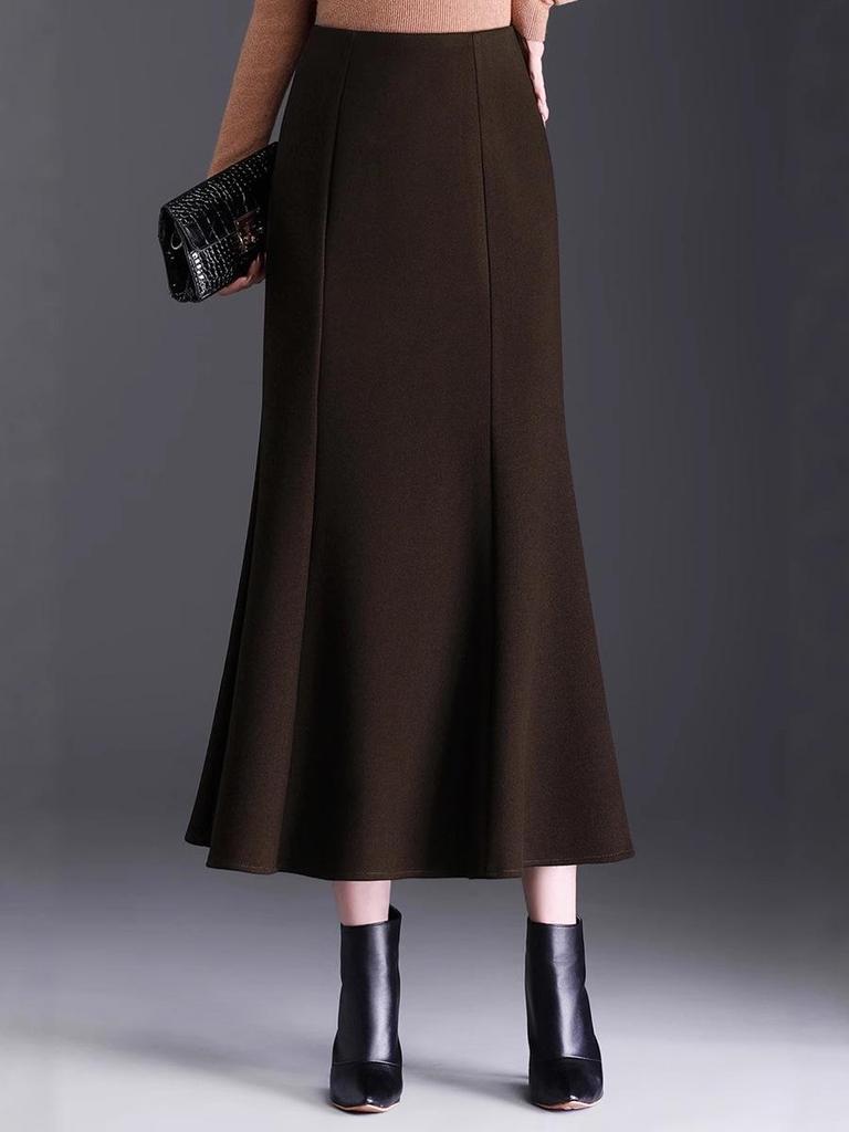 2025 Winter Long Woolen High-Waisted Fishtail Pencil Skirt