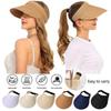 Summer Women's Wide-brimmed Sun Hat Foldable Solid Color Leisure Holiday Empty Top Breathable Straw Hat UV-proof Beach Hat