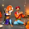 Resin Rajasthani Traditional Musical Couple Decorative Showpiece for Home Decor (Pack of 2, Multicolor)