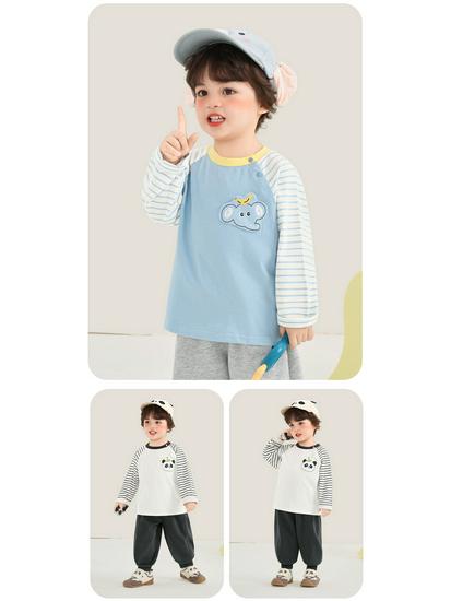 Kaka Panda Kids' Long-Sleeve T-Shirt - Spring Layer for Boys & Girls