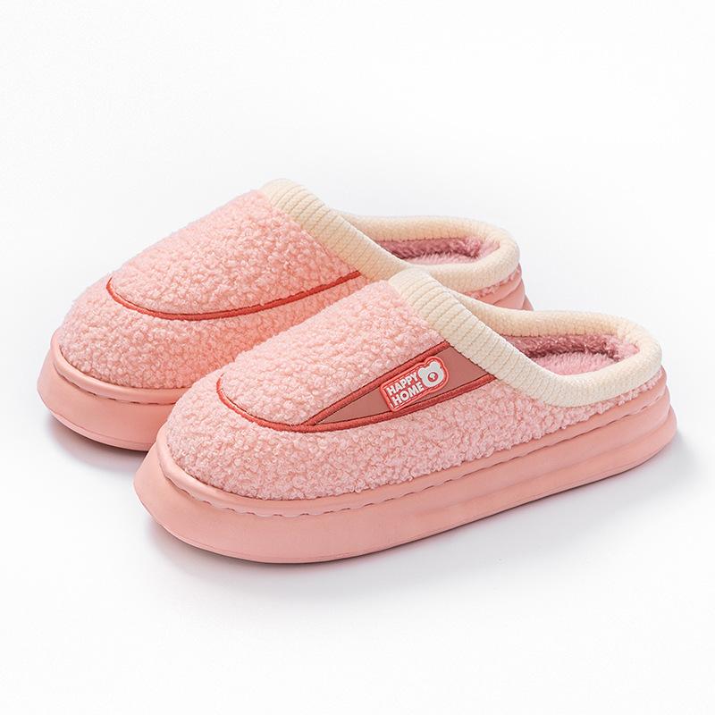 Autumn and winter cotton slippers indoor hospitality warm lightweight piled thick-soled couple hair slippers
