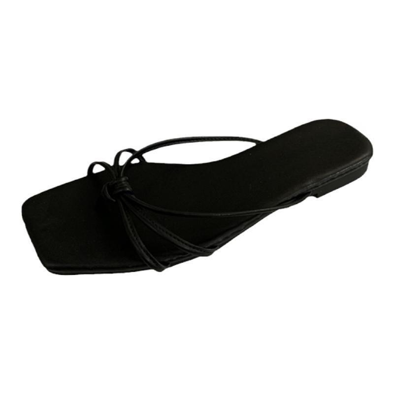 Spring 2025 new flat-bottomed cool slippers square head fairy style with skirt strap cover toe silver sandals women's shoes