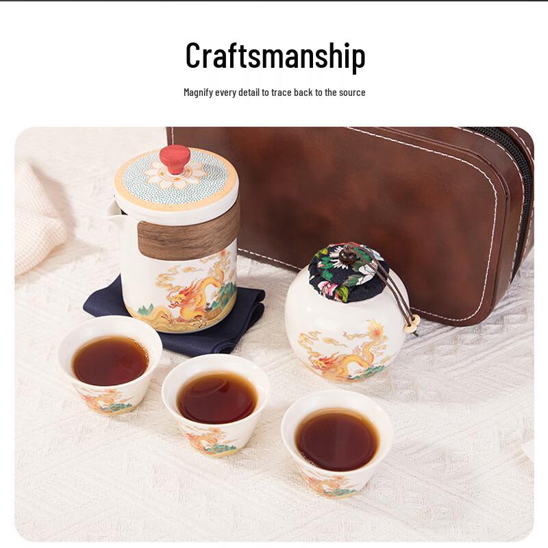 Dragon Year Portable Ceramic Travel Tea Set