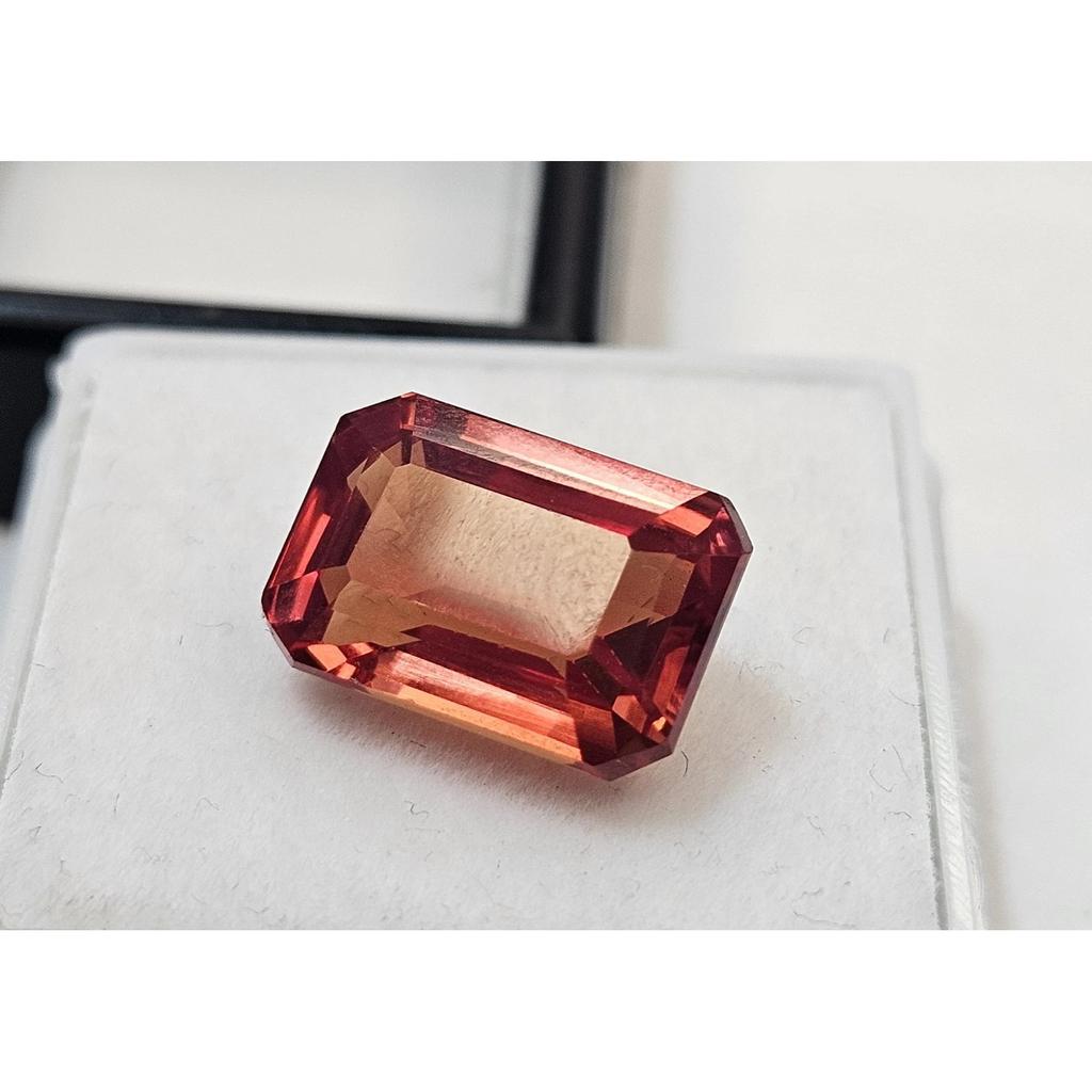 Emerald Cut Natural Padparadscha Sapphire 7-8 Ct Fabulous Certified Gemstone