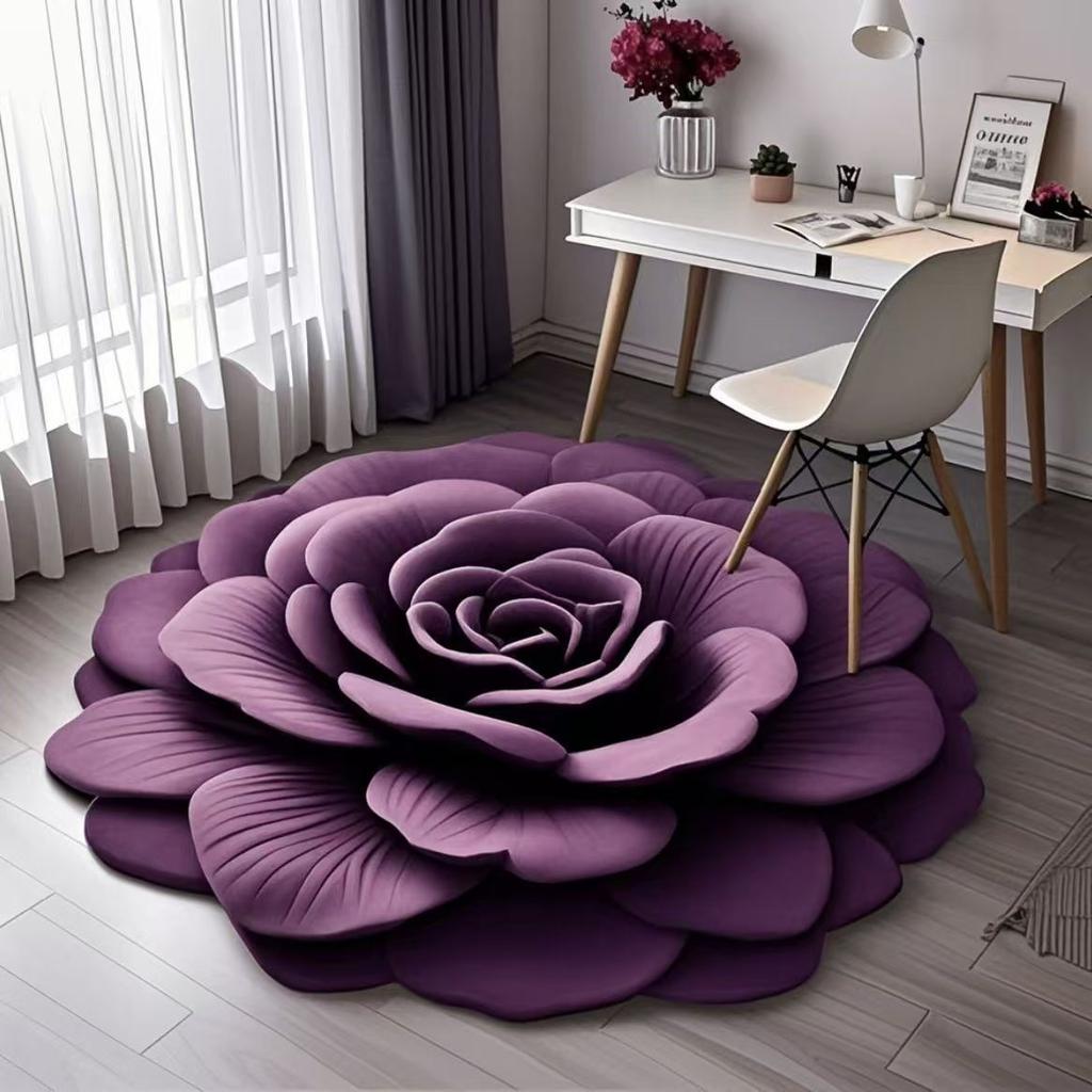 3D Floral Floor Mats Bathroom Non Slip Floor Mats Living Room and Bedroom Dirt Resistant Carpets