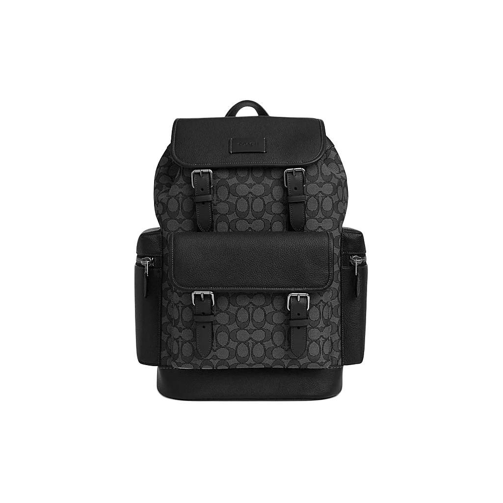 

Coach Sprint 29 Drawstring And Buckle Closure Leather And Fabric Backpack Large Men backpack Charcoal-Gray Black CT016-SVO1U Basic Set (Bag+Dust Bag)