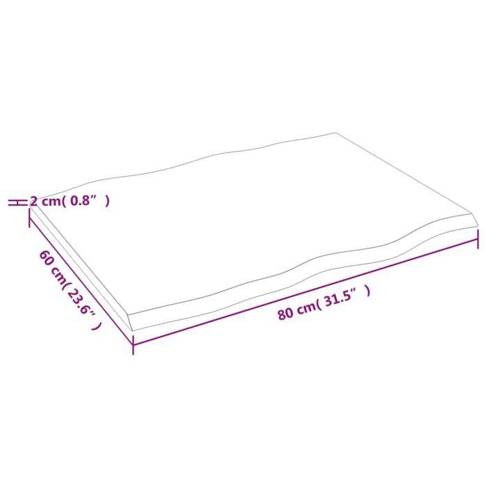 VidaXL Dessus de table bois chêne massif non traité bordure assortie 363878