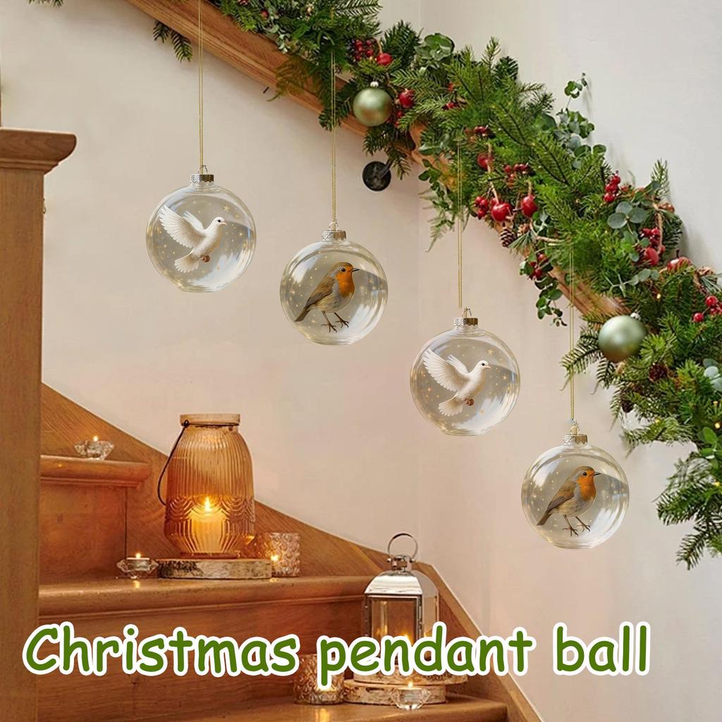 3D Animal Christmas Ornaments, Transparent Plastic Christmas Balls, Christmas Tree Decorations