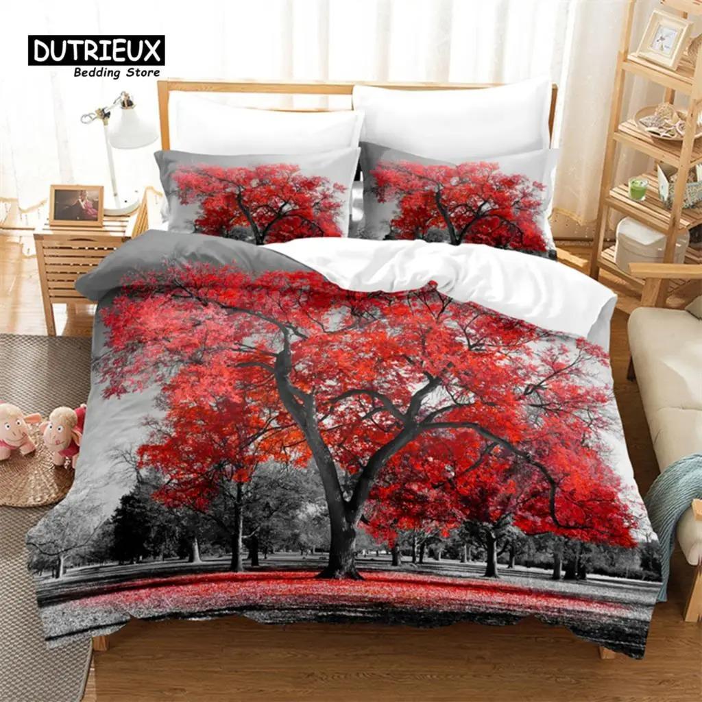 Coconut Tree, Mangrovel Bedding Set, 3Pcs Duvet Cover Set, Soft Comfortable Breathable Duvet Cover, For Bedroom Guest Room Decor