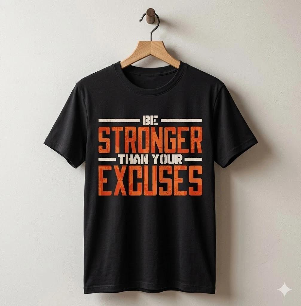 Unisex Adult Casual Graphic Be Stronger Than Your Excuses Motivatio... S