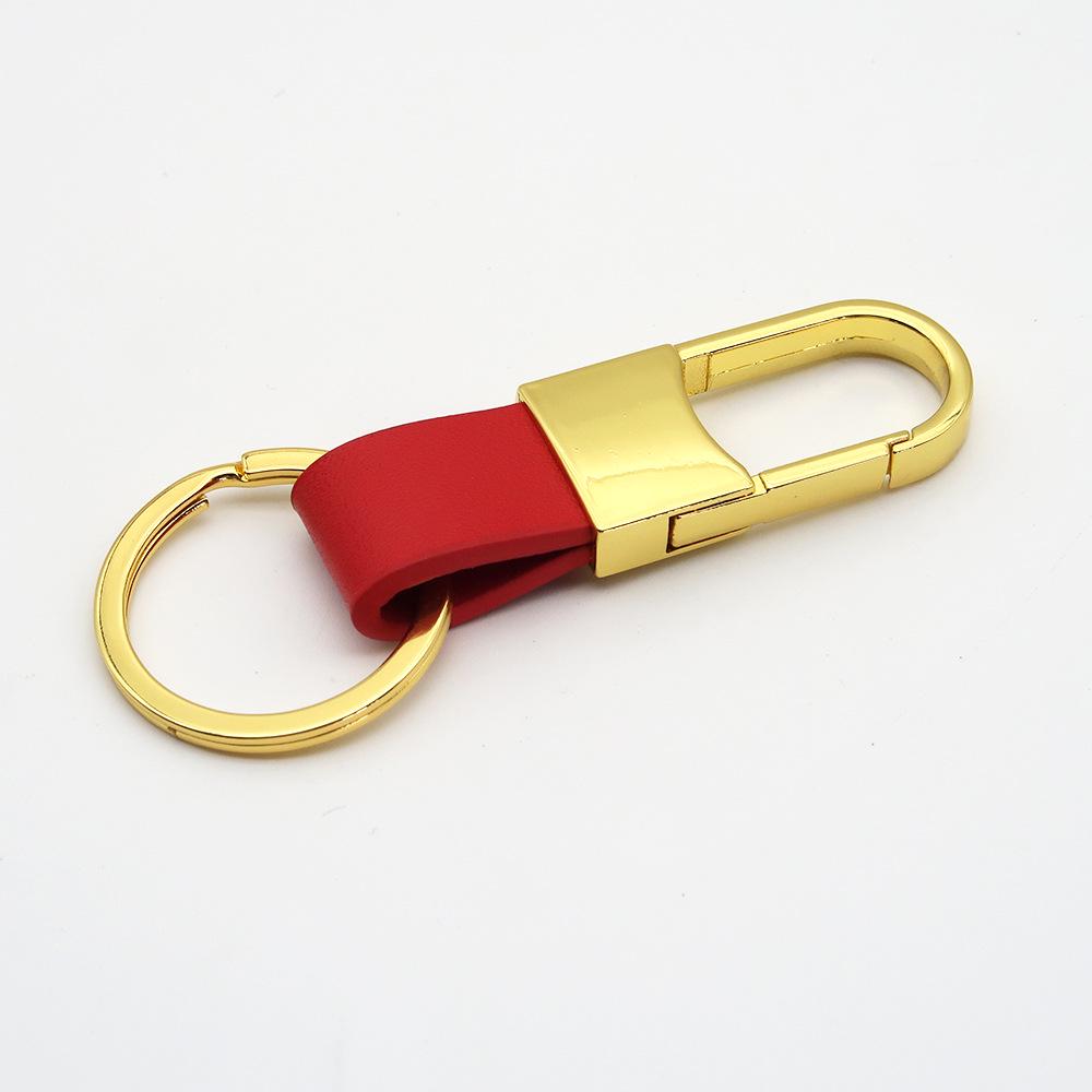 Men's Genuine Leather Car Keychain with Zinc Alloy Waist Clip and Customizable Laser Logo