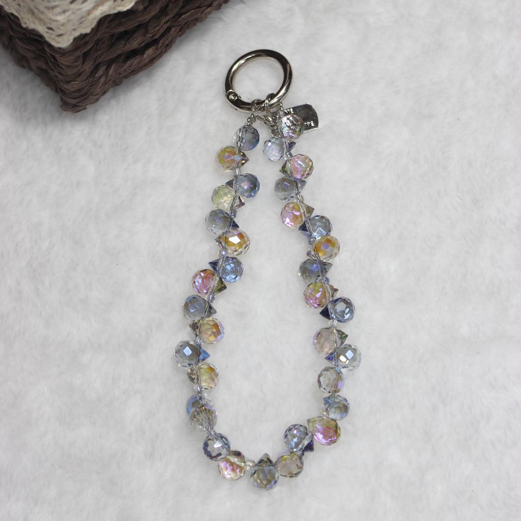 Cell Phone Lanyard 26cm Colorful Crystal Charm Phone Chain Wrist Strap