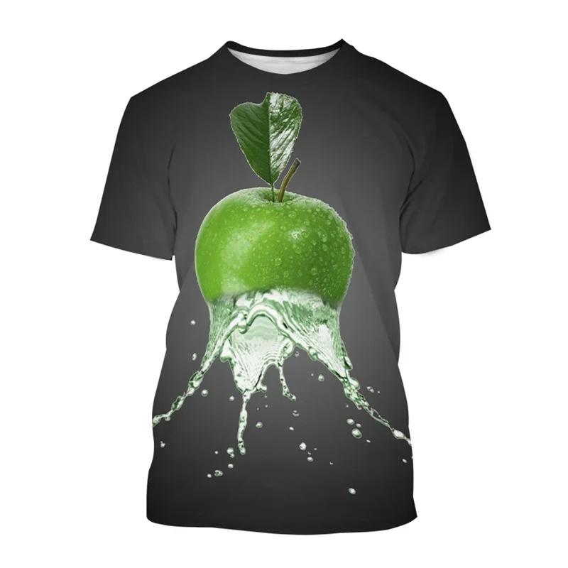 3D Printed Apple T-Shirt Men  Women Fruit Pattern Summer Street Casual Short Sleeve Breathable O-Neck T-Shirts