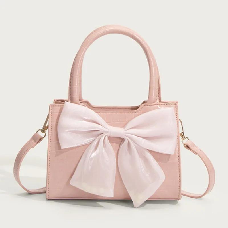 Fashion Women's Purse Handbags Bowknot Female Underarm Bags Sweet Girl's Small Square Shoulder Messenger Bag
