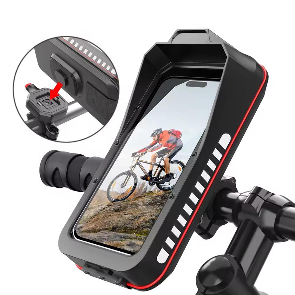 Universal Waterproof Motorcycle Bicycle Mobile Phone Holder for 4.7-7.0 inches Devices Quick Lock Bike Scooter Handlebar Stand