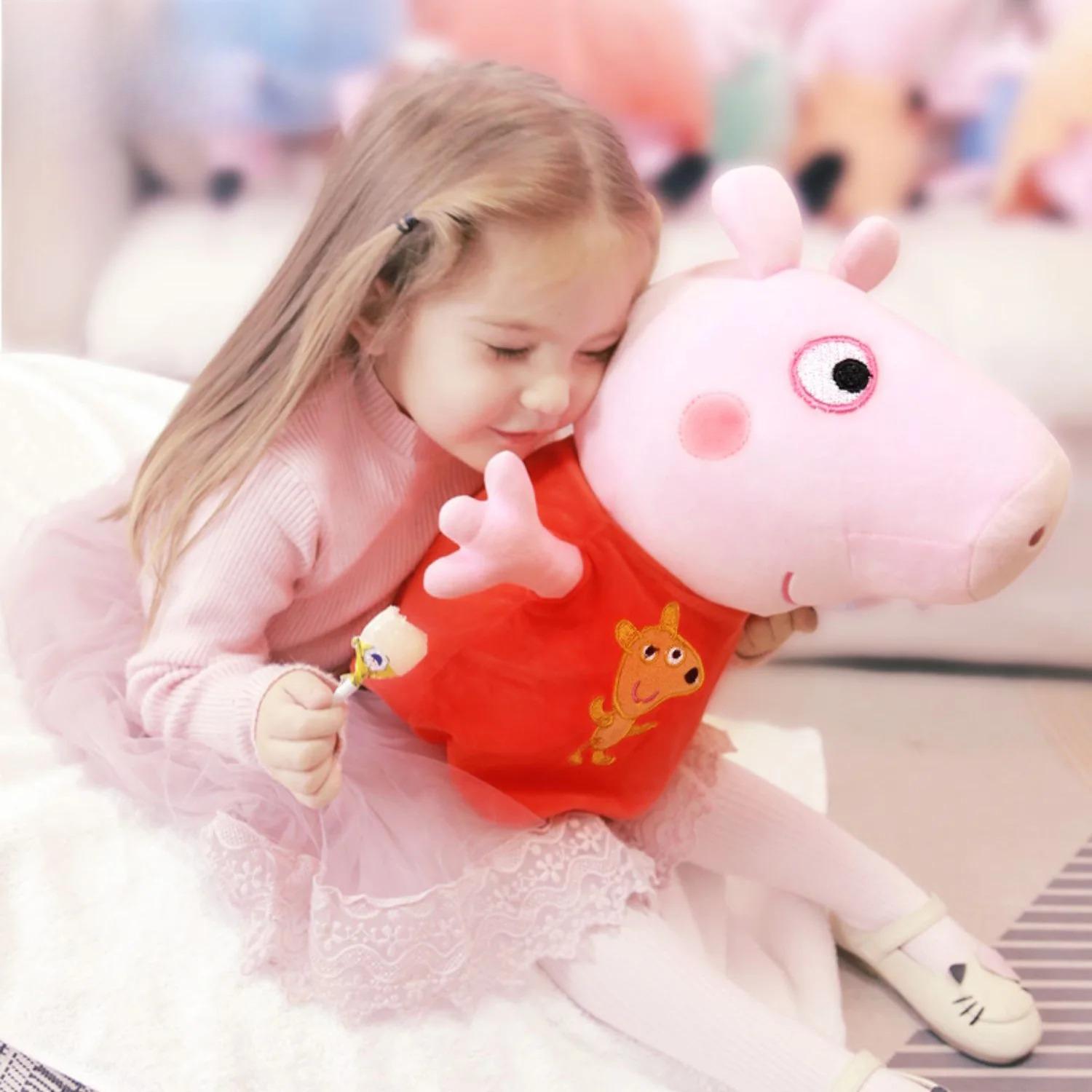 Big size 46cm Genuine Peppa Pig peppa george Dinosaur mummy daddy kids soft plush Doll birthday christmas toy gift Free shipping