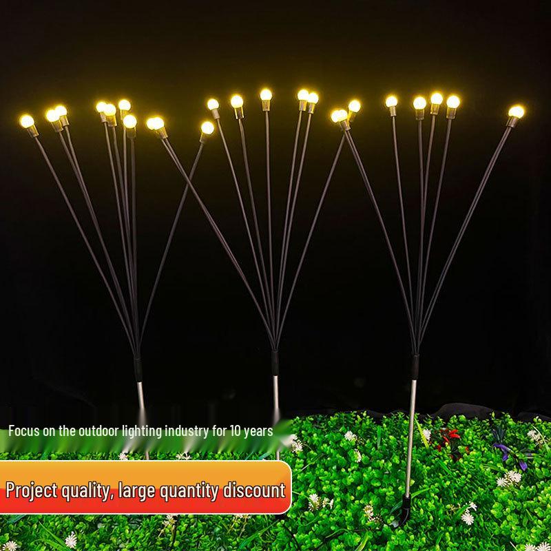 LED Wind-Powered Firefly Lights, 6 or 8 Heads, Outdoor Landscape Decoration for Parks and Streets