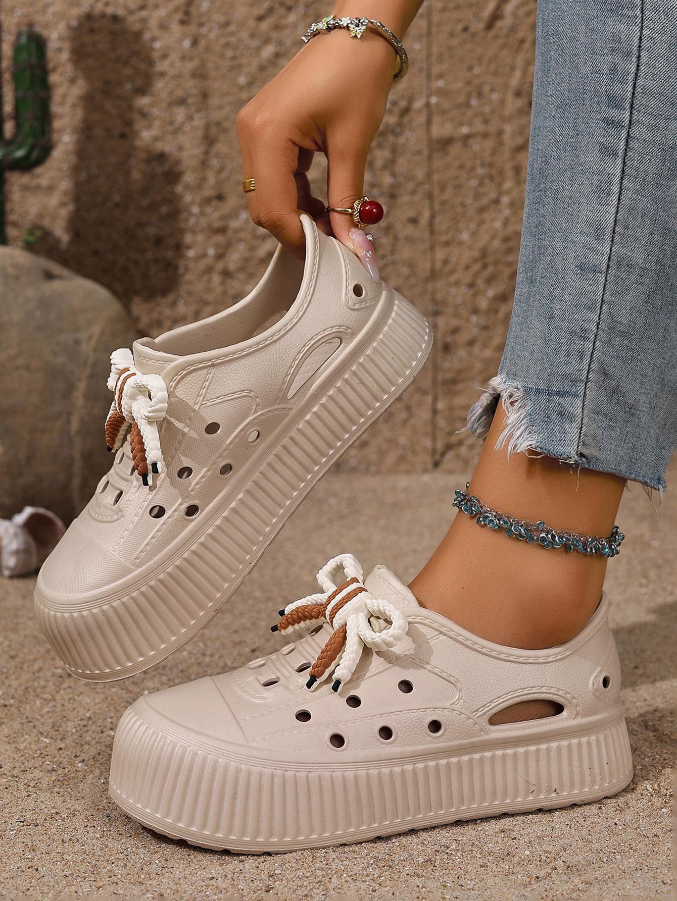 

Super soft and lightweight beach hole shoes women s summer thick-soled hollow bag heel bag head seaside vacation outdoor wading shoes women 40-41 хакі