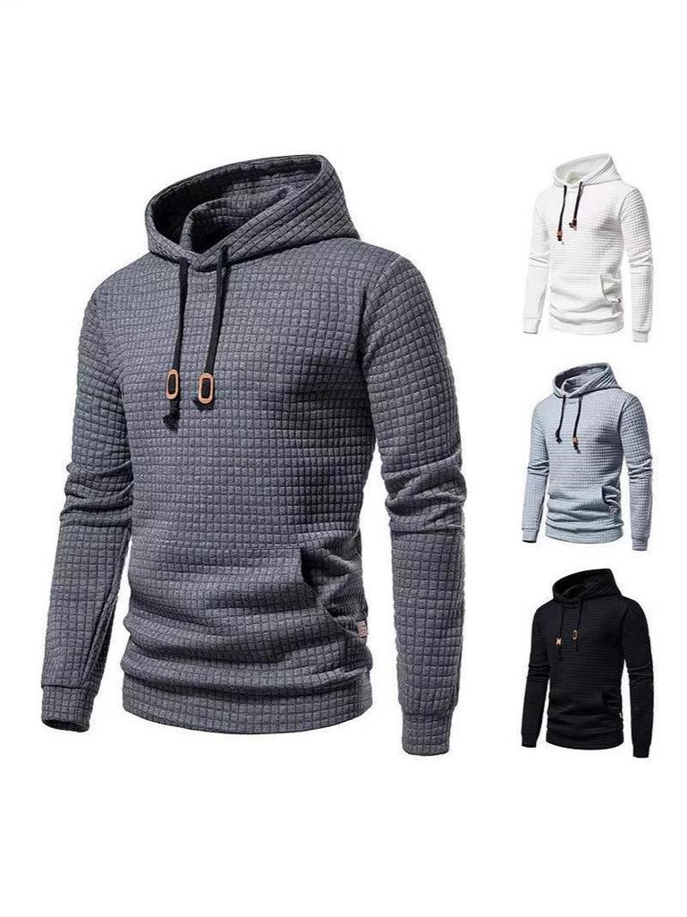 Men's European Size Jacquard Pullover Hoodie