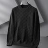 2025 Autumn Plus Size Men's Knitwear: Trendy Casual Round Neck Solid Color Long Sleeve Sweater