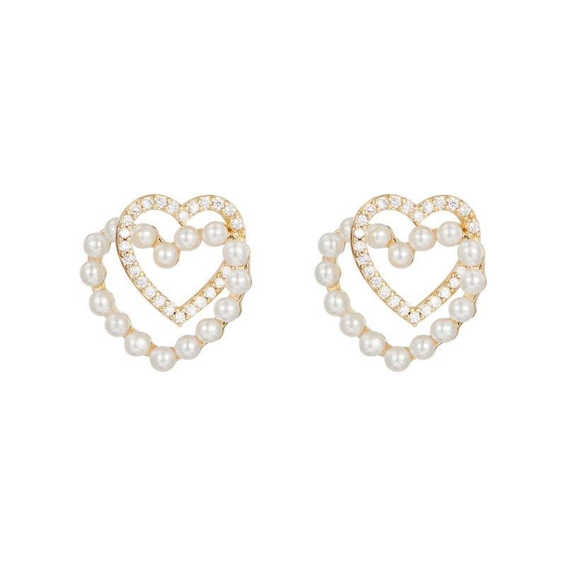 Süße Doppelte Liebesperlen-Ohrringe, Hochwertige Charm-Ohrringe für Frauen