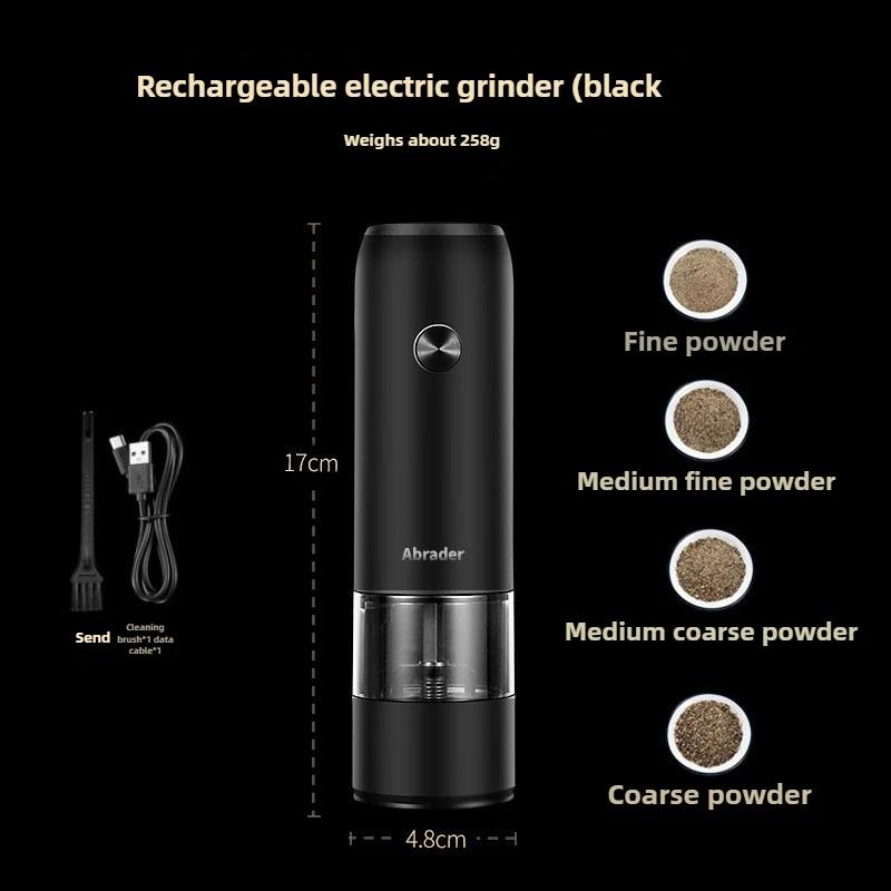 Mlýnek na koření Kuchyňská elektrická mlecí láhev 6 rychlostí Nastavitelná tloušťka USB Vhodný pro mořskou sůl Sečuánský pepř