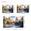 2D Mountain Waterfall Bridge Backdrop, Nature Landscape Photography Background