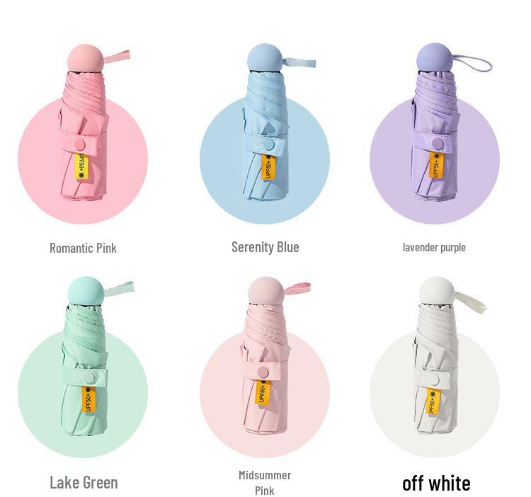Women's 5-Fold Mini Sun & Rain UV Protection Umbrella – Ultra-Light & Dual Use