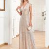 European and American Sexy V-Neck Sequined High-End Quality Evening Dress Elegant Banquet Party Dress Plus Size Long Dress