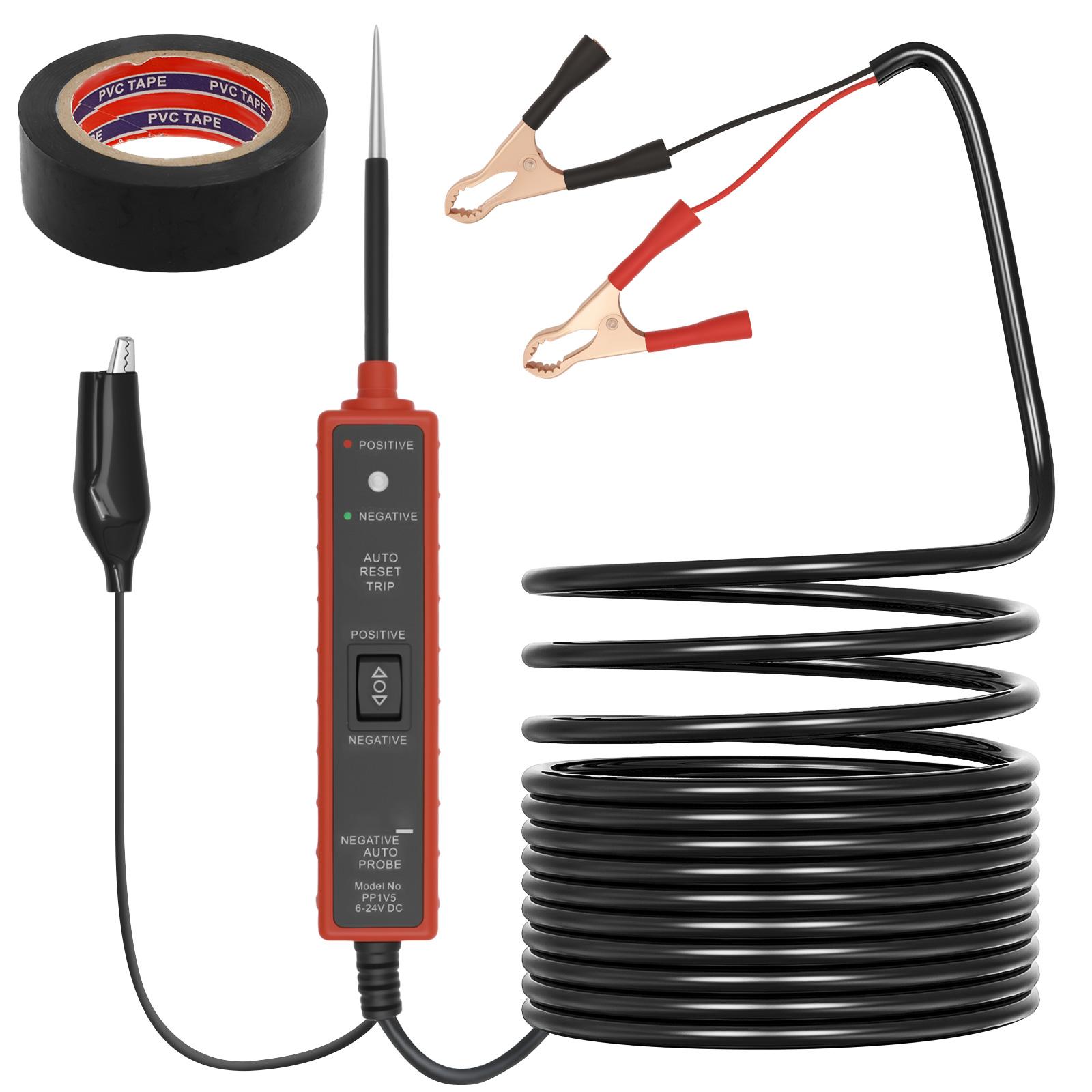 

Plastic Power Circuit Probe Tester Fast Positioning Auto Electrical Tester with Long Test Cables Auto Circuit Detector for RV червоний