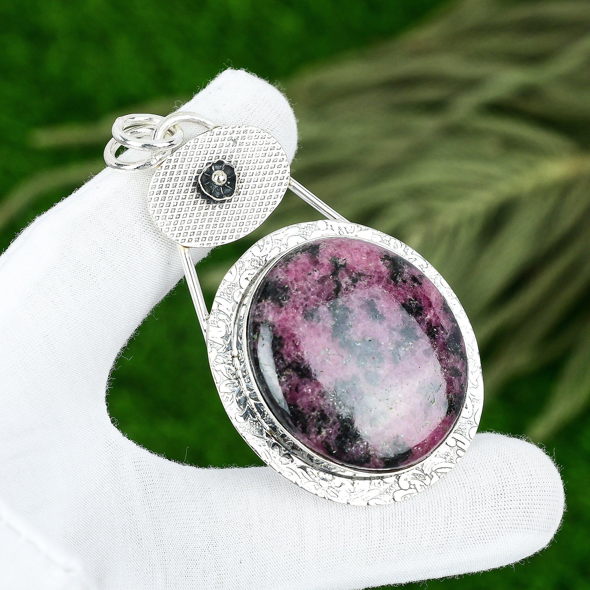 

Подвеска из натурального родонита из стерлингового серебра 925 пробы, индийские украшения для женщин