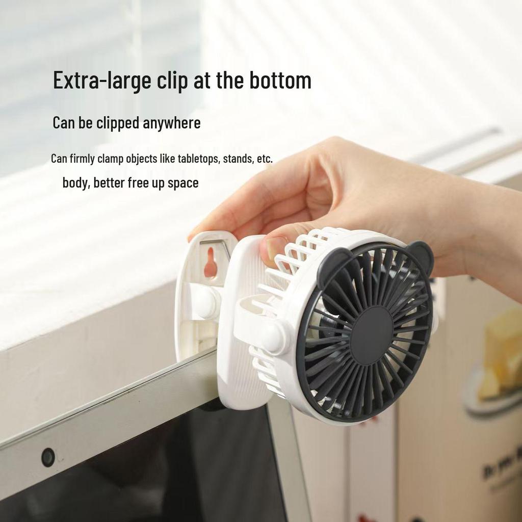 Compact USB-Powered Silent Desk Fan with Three Speeds and Clip Option for Students and Offices