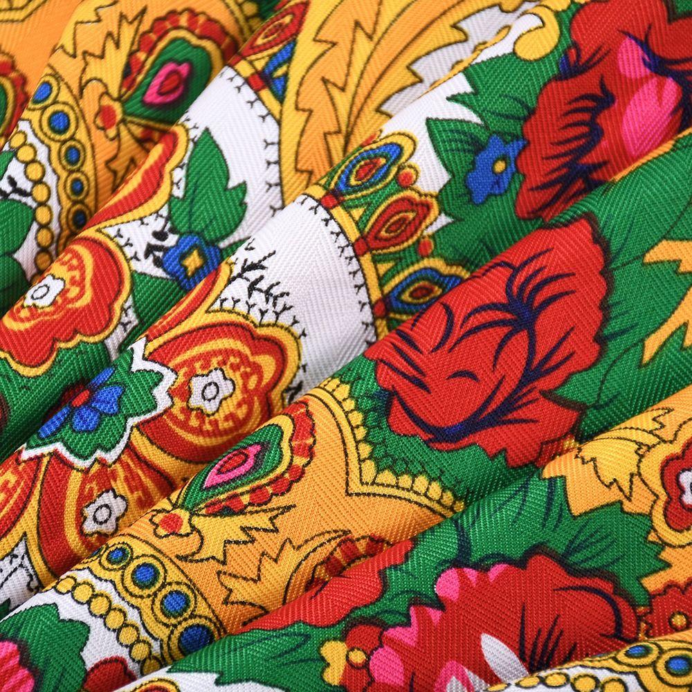 Floral Print Square Scarf Big Size Head Wraps Fashion Tassel Headscarf  Girl